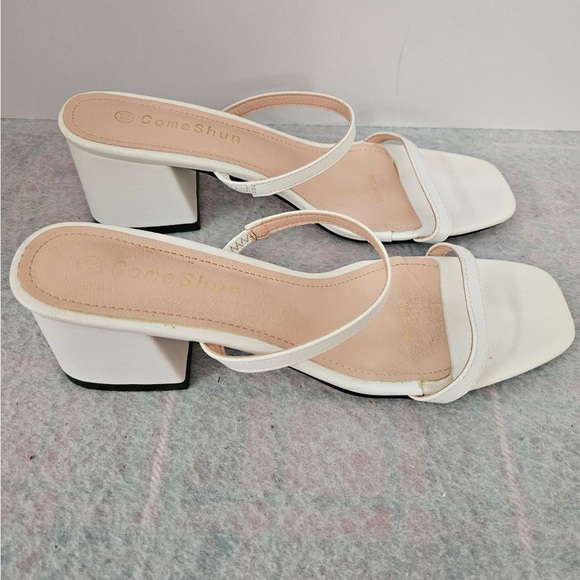 Comshun Low Block Heel Sandals White Women’s 10M - Picture 2 of 5